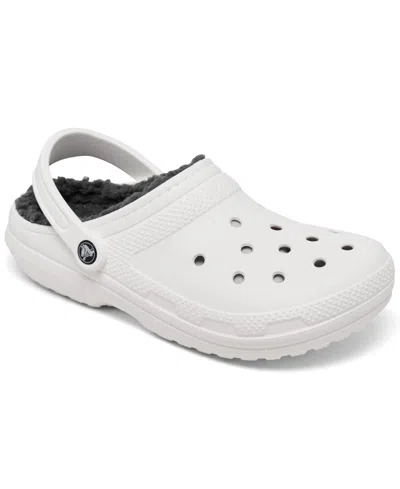 Crocs Men's And Women's Classic Lined Clogs From Finish Line In White,gray