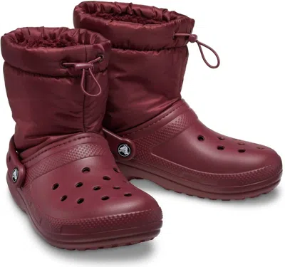 Crocs Men's Classic Lined Neo Puff Boot In Garnet In Burgundy