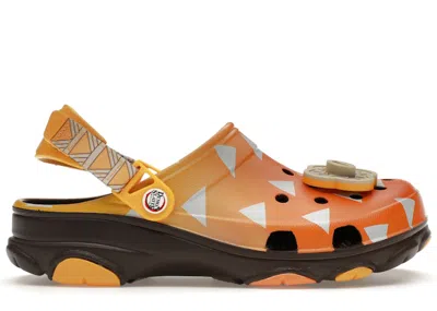 Pre-owned Crocs Men's  Classic Allterrain Clog Demon Slayer Zenitsu Sneakers In Orange
