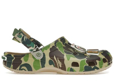 Pre-owned Crocs Men's  Classic Clog A Bathing Ape Sneakers In Abc Camo/green
