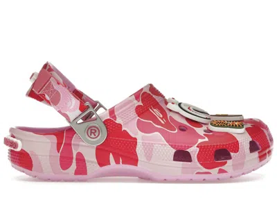 Pre-owned Crocs Men's  Classic Clog A Bathing Ape Sneakers In Abc Camo/pink In Multi