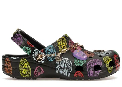 Pre-owned Crocs Men's  Classic Clog Día De Muertos Sneakers In Black