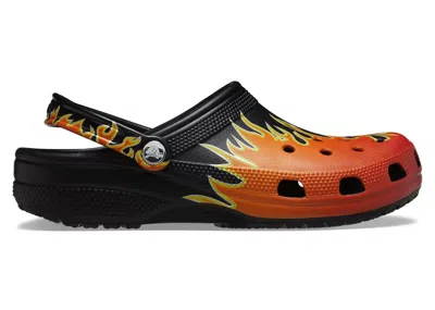 Pre-owned Crocs Men's  Classic Clog Flames Sneakers In Black