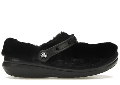 Pre-owned Crocs Men's  Classic Clog Fur Sure Sneakers In Black