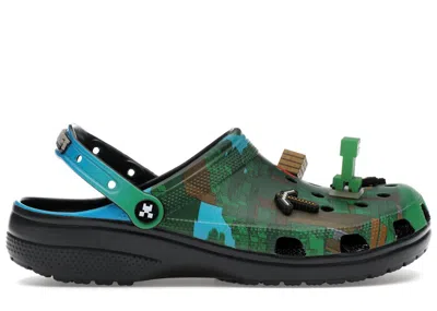 Pre-owned Crocs Men's  Classic Clog Minecraft Dark Forest Sneakers In Green