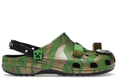Pre-owned Crocs Men's  Classic Clog Minecraft Grass Block Sneakers