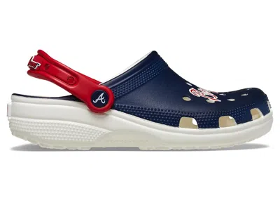 Pre-owned Crocs Men's  Classic Clog Mlb Atlanta Braves Sneakers In White