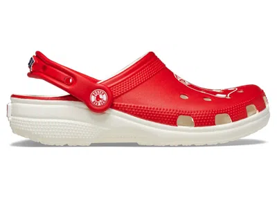 Pre-owned Crocs Men's  Classic Clog Mlb Boston Red Sox Sneakers In White