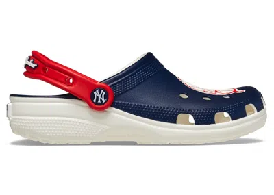 Pre-owned Crocs Men's  Classic Clog Mlb New York Yankees Sneakers In White
