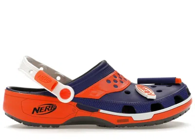 Pre-owned Crocs Men's  Classic Clog Nerf Blaster Dart Sneakers In Slate Grey/royal Blue/orange