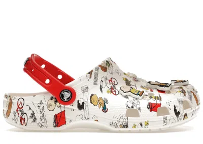 Pre-owned Crocs Men's  Classic Clog Peanuts Sneakers In White/red