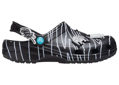 Pre-owned Crocs Men's  Classic Clog Ron English Party Animals Zebra Sneakers In Black/white