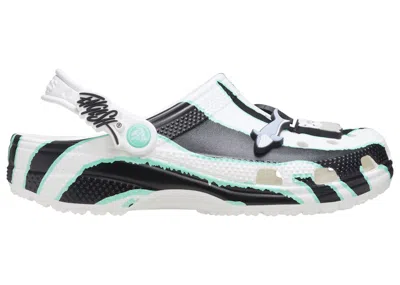 Pre-owned Crocs Men's  Classic Clog Ron English Party Animals Zebra Sneakers In White/black/green