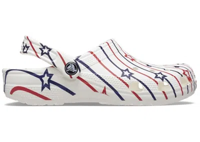 Pre-owned Crocs Men's  Classic Clog Stars And Stripes Sneakers In White