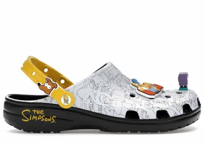 Pre-owned Crocs Men's  Classic Clog The Simpsons Intro Sequence Sneakers In White/black In Multi