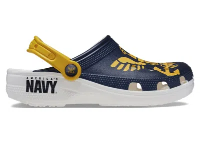 Pre-owned Crocs Men's  Classic Clog Us Navy Sneakers In White