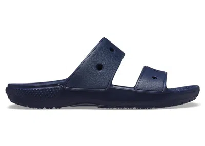 Pre-owned Crocs Men's  Classic Double Band Slide Sandals Sneakers In Navy Blue