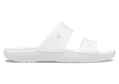 Pre-owned Crocs Men's  Classic Double Band Slide Sandals Sneakers In White