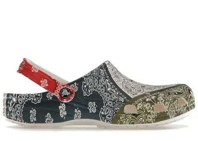 Pre-owned Crocs Men's  Classic Fleece Lined Clog Bandana White Red Blue Green Sneakers In Chain