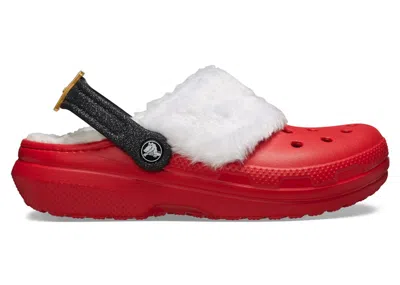 Pre-owned Crocs Men's  Classic Lined Clog Santa Sneakers In Varsity Red