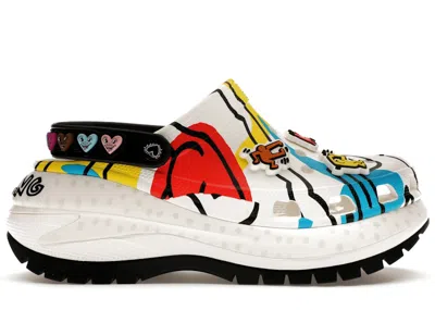 Pre-owned Crocs Men's  Classic Mega Crush Clog Keith Haring Sneakers In Black/white
