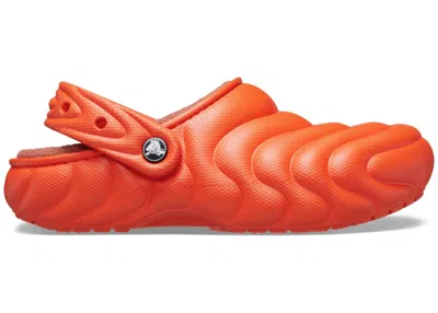 Pre-owned Crocs Men's  Classic Overpuff Lined Clog Sneakers In Lava In Red