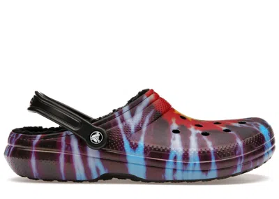 Pre-owned Crocs Men's  Classic Tiedye Lined Clog Sneakers In Black In Multi