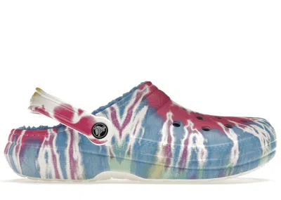 Pre-owned Crocs Men's  Classic Tiedye Lined Clog Sneakers In Powder Blue