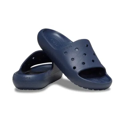 Crocs Men's  Classic V2 209401-410 Slides Navy Slip On Casual Slippers Gbo2627 In Blue