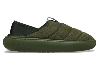 Pre-owned Crocs Men's  Classic Vegan Suede Moc Sneakers In Army Green