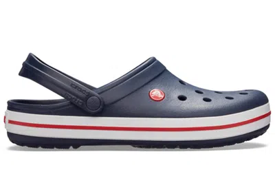 Pre-owned Crocs Men's  Crocband Clog Blue Sneakers In Marine/white/red In Multi