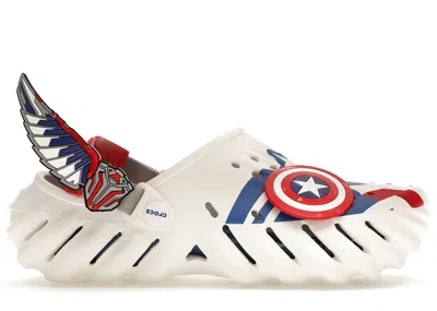 Pre-owned Crocs Men's  Echo Clog Marvel Captain America Sam Wilson Sneakers In White/blue Red In Multi