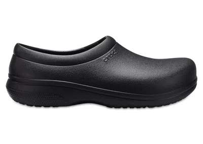 Pre-owned Crocs Men's  On The Clock Slip Resistant Work Slipon Sneakers In Black