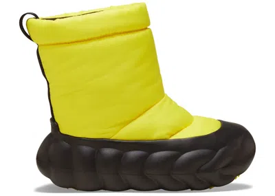 Pre-owned Crocs Men's  Overpuff Boot Sneakers In Cyber Yellow