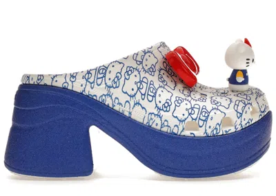 Pre-owned Crocs Men's  Siren Clog Hello Kitty 50th Anniversary Glitter Sneakers In White/blue In Multi