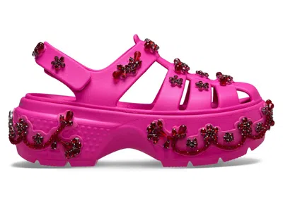 Pre-owned Crocs Men's  Stomp Fisherman Clog Simone Rocha Sneakers In Electric Pink