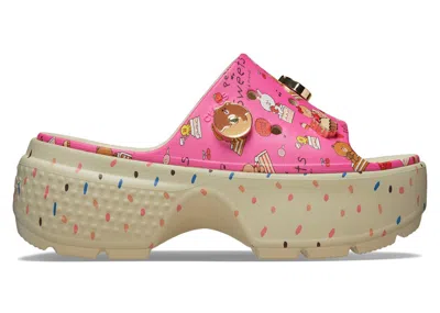 Pre-owned Crocs Men's  Stomp Slide Line Friends Sneakers In Bone
