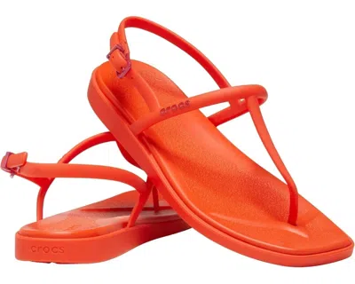Crocs Miami 209793-84j Sandal Womenm Lava Square Toe Thong Flip Flop Hawk2837 In Orange