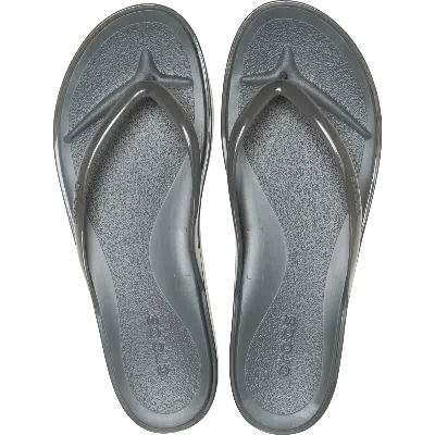 Crocs Miami Jelly Round Toe Flip In Silver