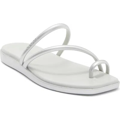 Crocs Miami Metallic Toe Loop Sandal In White
