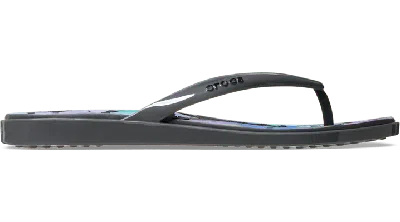 Crocs Miami Round Toe Dark Floral Flip In Black