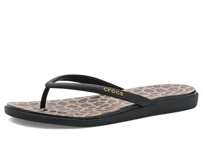 Crocs Miami Round Toe Flip Flop Sandals In Black