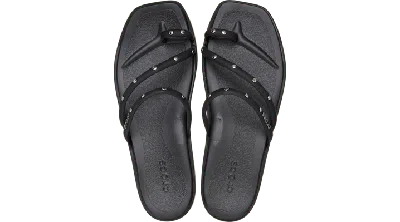 Crocs Miami Studded Toe Loop Sandal In Black