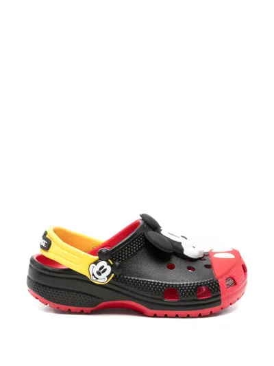 Crocs Kids' Mickey Mouse Cls Clg Applique Strap Slippers In Black