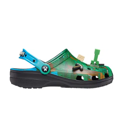 Pre-owned Crocs Minecraft X Classic Clog 'dark Forest' In Green