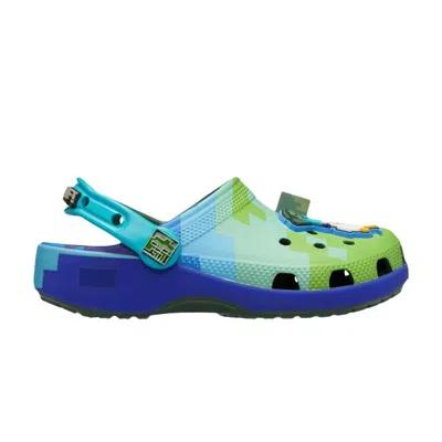 Pre-owned Crocs Minecraft X  Classic Clog Big Kid 'chicken Jockey' | Blue | Kid's Size 4