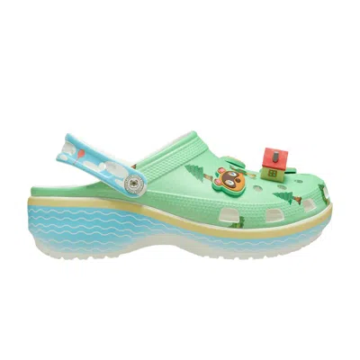 Pre-owned Crocs Nintendo X Classic Platform Clog 'animal Crossing' | Green | Men's Size 8