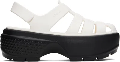 Crocs White Stomp Fisherman Sandals In Chalk
