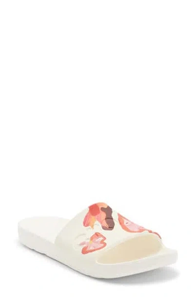 Crocs Painted Floral Slide Sandal In White