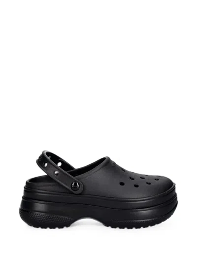 Crocs Perforated Platform Clogs In Black